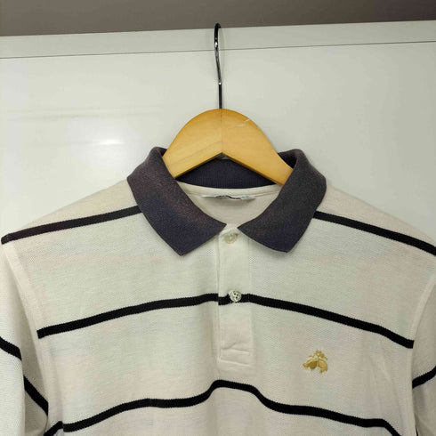 ブルックスブラザーズ BROOKS BROTHERS 90s USA製 GOLDEN FLEECE 金羊 刺繍 鹿の子 ピケ ボーダー ポロシャツ メンズ import:M