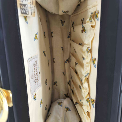ヴィヴィアンウエストウッド Vivienne Westwood カウレザー立体オーブ付きハンドバッグ レディース
