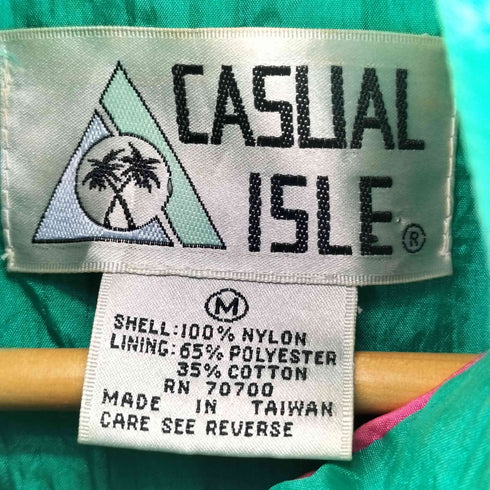 CASUAL ISLE 80-90S サイケデリック ジップアップ ナイロン ジャケット メンズ import:M