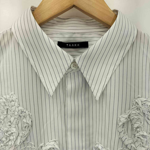 ターク TAAKK FLOWER EMBROIDERY REGULAR SHIRT ストライプ柄 フロントボタン レギュラーシャツ メンズ 2