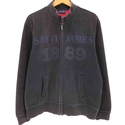 セントジェームス SAINT JAMES フロントロゴ刺繍 1889 裏地フリース スウェット地 ジップアップジャケット メンズ EUR:46