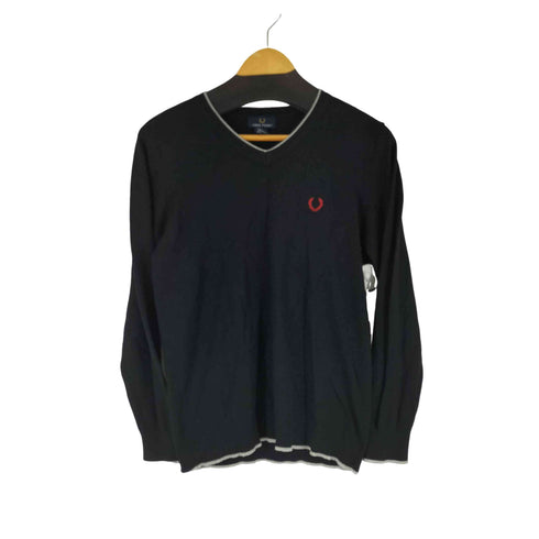 フレッドペリー FRED PERRY ワンポイントロゴ刺繍 Vネックウールニット メンズ import:L