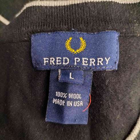 フレッドペリー FRED PERRY ワンポイントロゴ刺繍 Vネックウールニット メンズ import:L