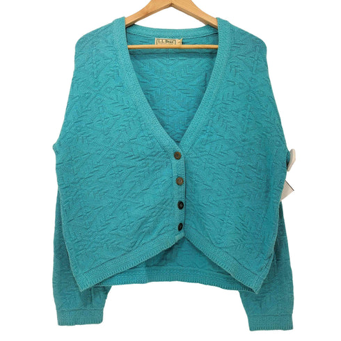 エルエルビーン L.L.Bean 80s USA製 ジャガード コットンニット カーディガン メンズ import:S