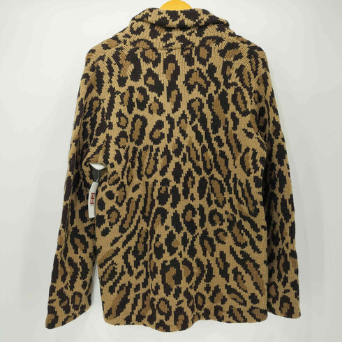 ローレンラルフローレン LAUREN RALPH LAUREN 90s ラムウール100 ハンドニット レオパード ネイティブ ショールカラー カーディガン レディース import:S