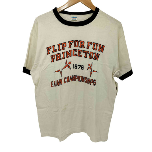 チャンピオン Champion 70s USA製 バータグ カレッジ プリント S/S リンガーTシャツ メンズ import:L