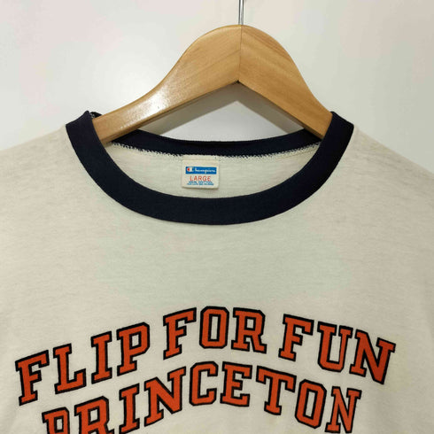 チャンピオン Champion 70s USA製 バータグ カレッジ プリント S/S リンガーTシャツ メンズ import:L
