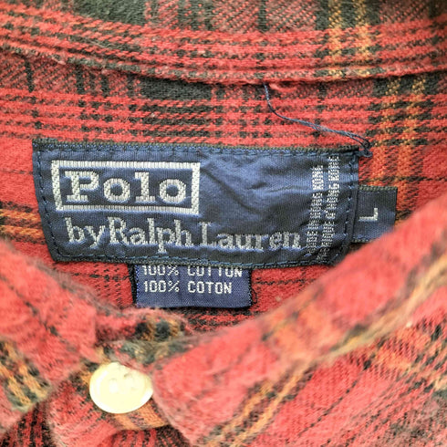 ポロバイラルフローレン Polo by RALPH LAUREN 90S ポニー刺繍 タータンチェック ボタンダウン シャツ メンズ import:L