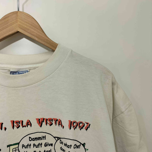 オールスポーツ ALL sport 90s USA製 US ブラックコメディ キャラクタープリント S/S Tシャツ メンズ import:XL
