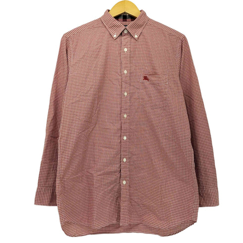 バーバリーロンドン BURBERRY LONDON コットン100 ホース刺繍 チェック ボタンダウン L/S シャツ メンズ import:M