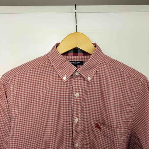 バーバリーロンドン BURBERRY LONDON コットン100 ホース刺繍 チェック ボタンダウン L/S シャツ メンズ import:M