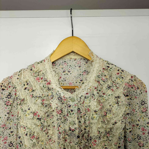びーどろぽえむ 花柄 レース フリル 切替 ブラウス レディース M~L