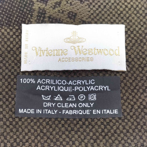 ヴィヴィアンウエストウッドアクセサリー Vivienne Westwood Accessories イタリア製 オーブ 総柄 アクリル フリンジ マフラー レディース