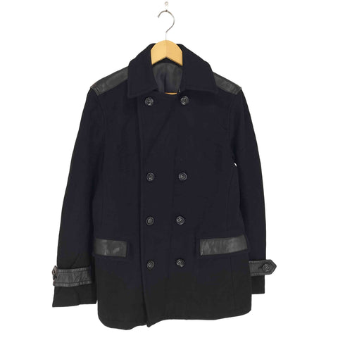コムサイズム COMME CA ISM lamb leather 羊革 レザー切り替え ピーコート メンズ JPN:L