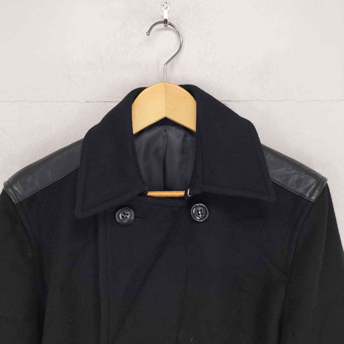 コムサイズム COMME CA ISM lamb leather 羊革 レザー切り替え ピーコート メンズ JPN:L