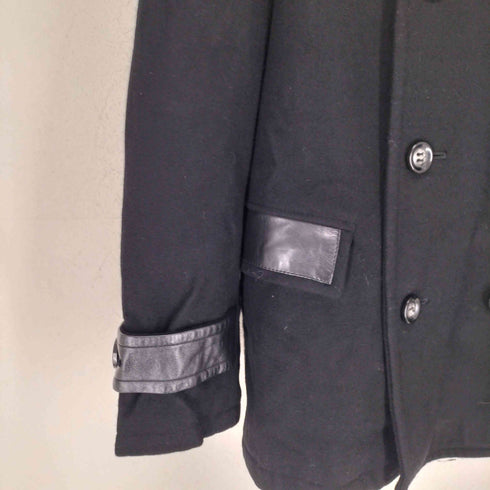 コムサイズム COMME CA ISM lamb leather 羊革 レザー切り替え ピーコート メンズ JPN:L