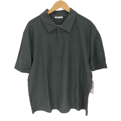 ザラ ZARA ワッフル テクスチャー ポロシャツ メンズ import:XL