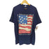 90-00S HRLA USA製 袖裾シングル 星条旗プリントクルーネックTシャツ メンズ import:L