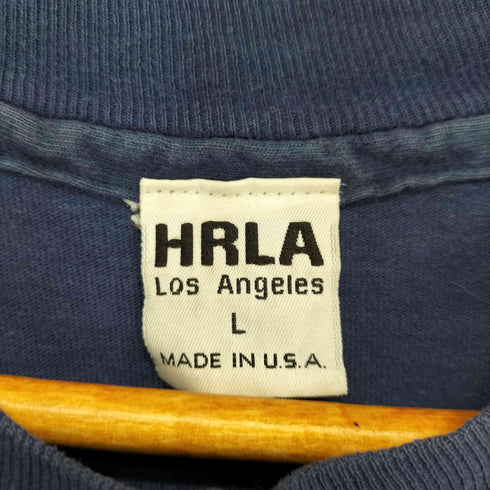 90-00S HRLA USA製 袖裾シングル 星条旗プリントクルーネックTシャツ メンズ import:L