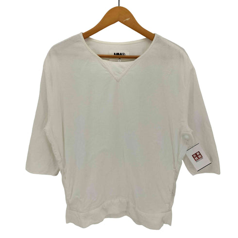 エムエムシックスメゾンマルタンマルジェラ MM6 Maison Martin Margiela 13AW イタリア製 コーデュロイ Vネック 5分袖 S/S シャツ レディース import:S