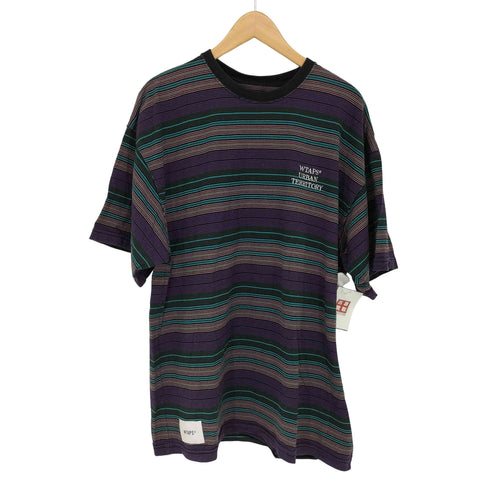 ダブルタップス WTAPS ロゴ刺繍 ボーダー クルーネック 半袖Tシャツ カットソー メンズ JPN:4