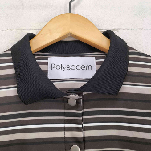polysooem ボーダー柄L/Sポロシャツ import レディース ONESIZE