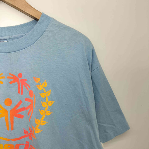 ヘインズ Hanes 90s USA製 裾/袖シングル フロントプリント クルーネック Tシャツ メンズ import:L