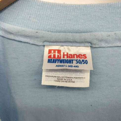 ヘインズ Hanes 90s USA製 裾/袖シングル フロントプリント クルーネック Tシャツ メンズ import:L