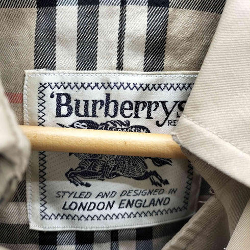 バーバリーズ BURBERRYS 80-90S STYLED AND DESIGNED IN LONDON ENGLAND 白タグ OLD 英国製 裏地ノバチェック ダブル バルマカーン ステンカラー ロング コート レディース