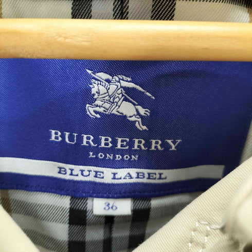 バーバリーブルーレーベル BURBERRY BLUE LABEL Gun Flap Double Balmacaan Coat 裏地ノバチェック ガンフラップ付き ダブル バルマカーン ステンカラー ロング コート レディース 36