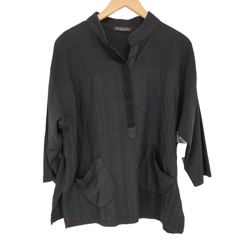 sinjivi collection コットン 前立てレース装飾 ピンタック シャツ レディース import:M