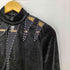 SHYANCAN ベロア メッシュ切替 ビジュー ハイネック カットソー レディース 13