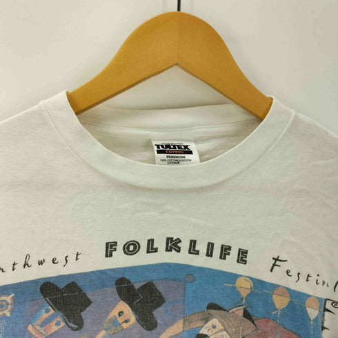 タルテックス TULTEX 90S ボディ USA製 FOLKLIFE FESTIVAL コピーライト 1998 アート プリント S/S Tシャツ メンズ import:M