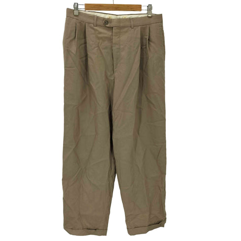 BRITCHES BARRETT GROUP 80-90S OLD ユーロ サマー ウール 2タック ワイド ドレス スラックス 裾ダブル メンズ 34