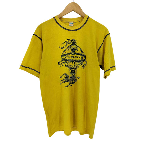 チャンピオン Champion 70-80s USA製 バータグ UC DAVIS プリント 半袖クルーネッTシャツ メンズ L