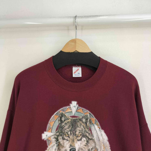 ジャージーズ JERZEES 90S USA製 フロントアニマルプリントクルーネックスウェット メンズ import:XL