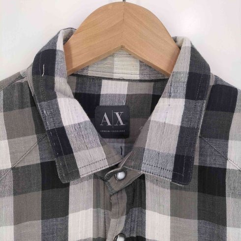 アルマーニエクスチェンジ ARMANI EXCHANGE 裏地ストライプ バッファローチェック ウエスタンシャツ メンズ