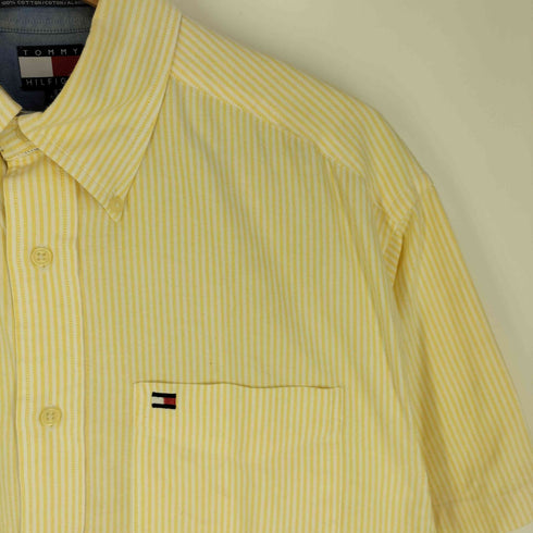 トミーヒルフィガー TOMMY HILFIGER 90S ストライプ 半袖 ボタンダウンシャツ メンズ import:S