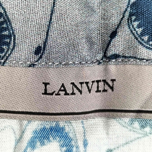 ランバン LANVIN ビスコース100 サメ総柄 開襟シャツ メンズ 38