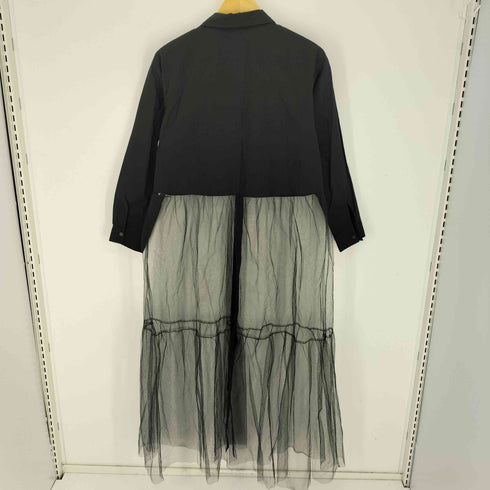 ザラ ZARA シアー チュール ドッキング シャツワンピース レディース import:S