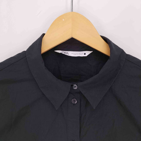 ザラ ZARA シアー チュール ドッキング シャツワンピース レディース import:S