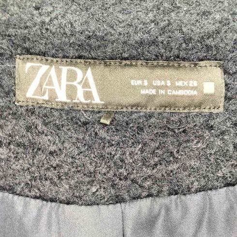 ザラ ZARA フェイクボア ダブルブレスト 金ボタン チェスターコート レディース import:S