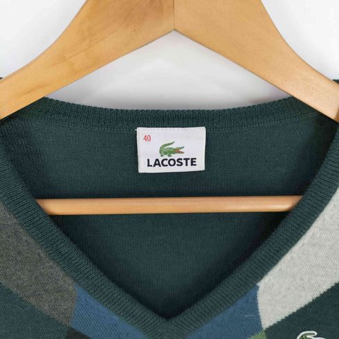 ラコステ LACOSTE ロゴ刺繍 ウール アーガイルVネックニット レディース EUR:40