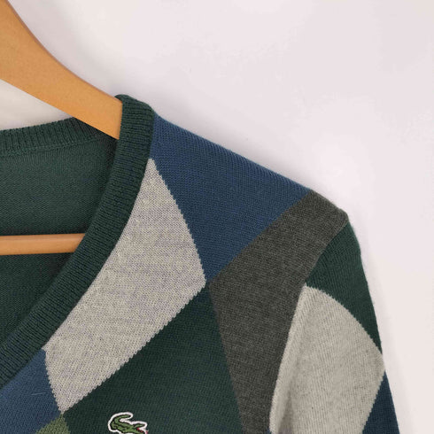 ラコステ LACOSTE ロゴ刺繍 ウール アーガイルVネックニット レディース EUR:40