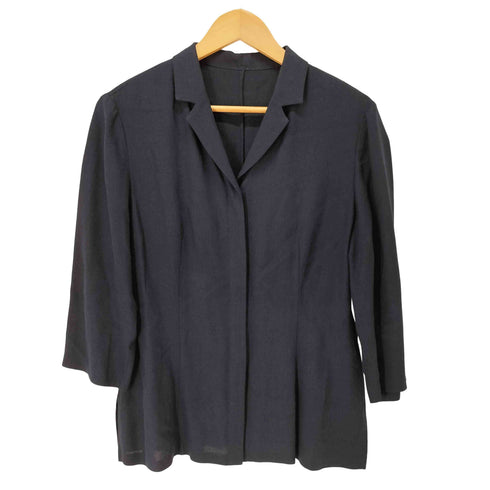 ランバン LANVIN 麻 リネン混 比翼 シャツ ジャケット レディース EUR:42