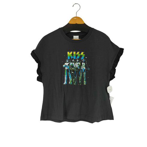 ニコアンド niko and... フロントプリント フリルスリーブ Tシャツ レディース