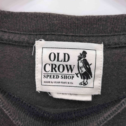 オールドクロウ OLD CROW ワンポイントロゴプリント フェード クラックデザイン クルーネック半袖Tシャツカットソー メンズ JPN:M