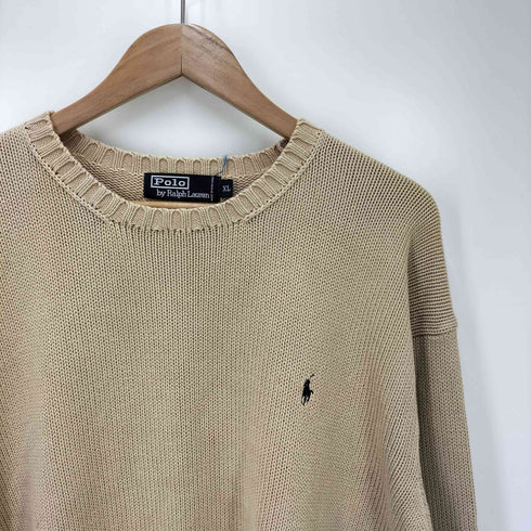 ポロバイラルフローレン Polo by RALPH LAUREN 90S ポニー刺繍 クルーネック コットンニット メンズ import:XL