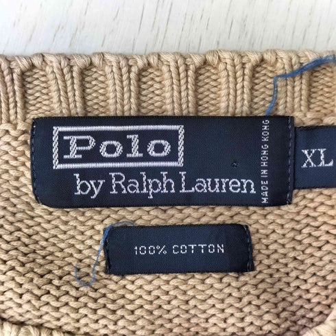 ポロバイラルフローレン Polo by RALPH LAUREN 90S ポニー刺繍 クルーネック コットンニット メンズ import:XL