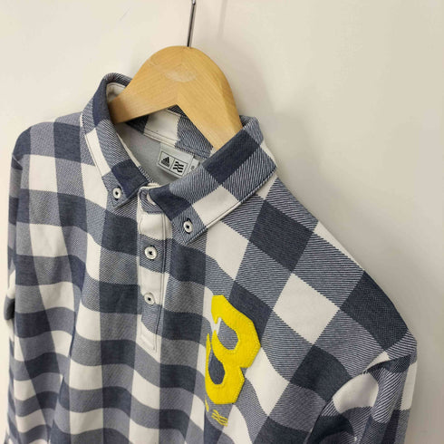 アディダス adidas ロゴ刺繍チェック L/S ポロシャツ メンズ L/G